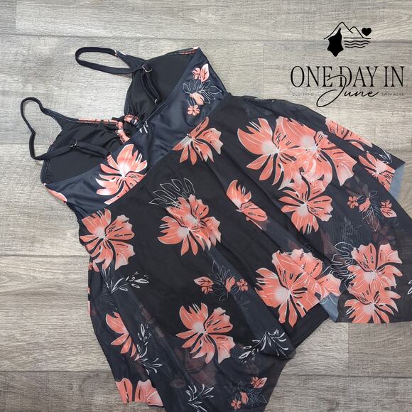 CharmLeaks Mesh Swimdress One Piece Swimsuit Size L - Picture 4 of 4